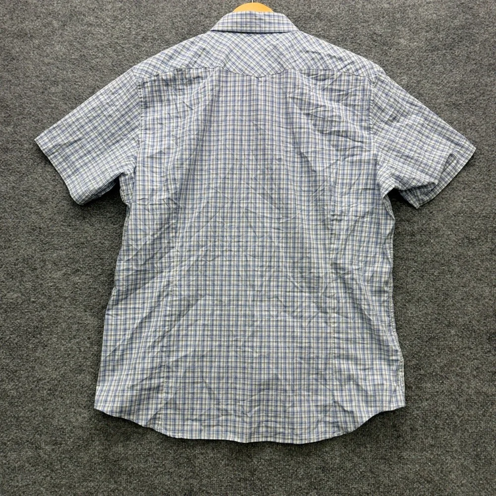Banana Republic Western Button Shirt Mens XL Blue Short Sleeve Plaid Casual